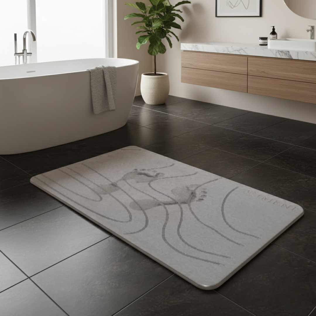 TerraDry Stone Bath Mat - Non-Slip Super Absorbent Diatomaceous Earth Stone Mat